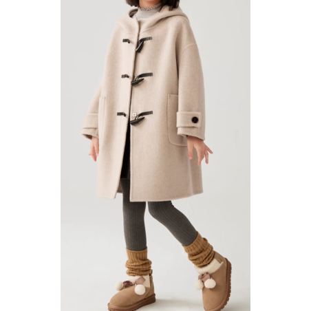 100% Handmade UK Elite Wool Style Horn Buckle Elite Kids Oceanica Wool Coat for Children