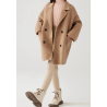 100% Handmade UK Elite Wool Style Camel Yellow Suit Collar Kids Wool Coat for Children
