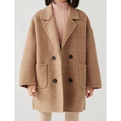 100% Handmade UK Elite Wool Style Camel Yellow Suit Collar Kids Wool Coat for Children