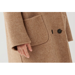 100% Handmade UK Elite Wool Style Camel Yellow Suit Collar Kids Wool Coat for Children
