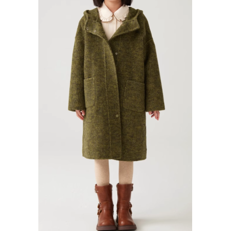 100% Handmade UK Elite Wool Style Link Hat Single Row Buckle Kids Wool Coat for Children