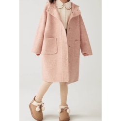 100% Handmade UK Elite Wool Style Link Hat Single Row Buckle Kids Wool Coat for Children