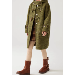 100% Handmade UK Elite Wool Style Link Hat Horn Buckle Kids Wool Coat for Children