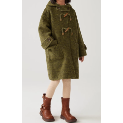 100% Handmade UK Elite Wool Style Link Hat Horn Buckle Kids Wool Coat for Children