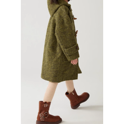 100% Handmade UK Elite Wool Style Link Hat Horn Buckle Kids Wool Coat for Children