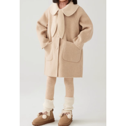 100% Handmade UK Elite Wool Style Mokami Color Doll Collar Kids Wool Coat for Children