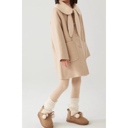 100% Handmade UK Elite Wool Style Mokami Color Doll Collar Kids Wool Coat for Children