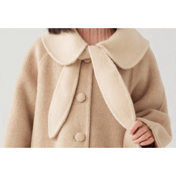 100% Handmade UK Elite Wool Style Mokami Color Doll Collar Kids Wool Coat for Children