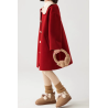 100% Handmade UK Elite Wool Style China Red White Doll Collar Kids Wool Coat for Children