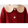 100% Handmade UK Elite Wool Style China Red White Doll Collar Kids Wool Coat for Children