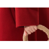 100% Handmade UK Elite Wool Style China Red White Doll Collar Kids Wool Coat for Children