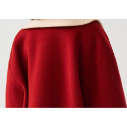 100% Handmade UK Elite Wool Style China Red White Doll Collar Kids Wool Coat for Children