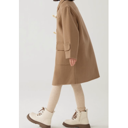100% Handmade UK Elite Wool Style UK Trench Style Camel Yellow Kids Wool Coat for Children