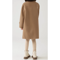 100% Handmade UK Elite Wool Style UK Trench Style Camel Yellow Kids Wool Coat for Children