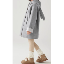 100% Handmade UK Elite Wool Style Light Gray Rabbit Ears Hat Kids Wool Coat for Children