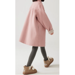 100% Handmade UK Elite Wool Style Light Pink Round Collar Elite Kids Wool Coat for Children