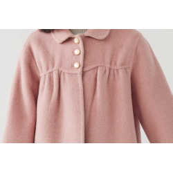 100% Handmade UK Elite Wool Style Light Pink Round Collar Elite Kids Wool Coat for Children