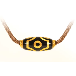 Mysterious Tibet Buddha Energy Beads Protection of 6 Eyes Gold Enamel Energy Dzi Beads Necklace