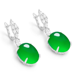 Jade Earring Health & Life Harmony Energy Protection of Spring Rain Oval Imperial Green Energy Healing Jade Earring