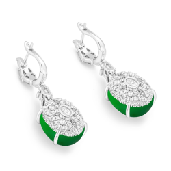 Jade Earring Health & Life Harmony Energy Protection of Spring Rain Oval Imperial Green Energy Healing Jade Earring