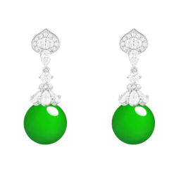 Jade Earring Health & Life Harmony Energy Protection of Imperial Green Round Bead Energy Healing Jade Earring