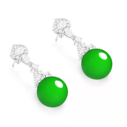 Jade Earring Health & Life Harmony Energy Protection of Imperial Green Round Bead Energy Healing Jade Earring