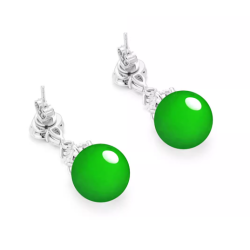 Jade Earring Health & Life Harmony Energy Protection of Imperial Green Round Bead Energy Healing Jade Earring