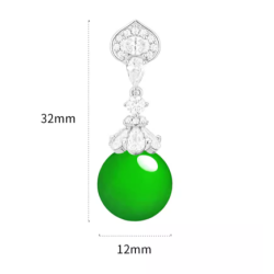 Jade Earring Health & Life Harmony Energy Protection of Imperial Green Round Bead Energy Healing Jade Earring