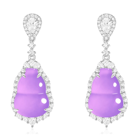 Jade Earring Health & Life Harmony Energy Protection of Imperial Violet Cucurbit Energy Healing Jade Earring