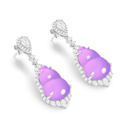 Jade Earring Health & Life Harmony Energy Protection of Imperial Violet Cucurbit Energy Healing Jade Earring