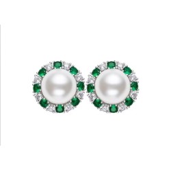 Oriental Pearl Energy Protection of White Round Emerald Energy Heal Pearl Jewelry Set