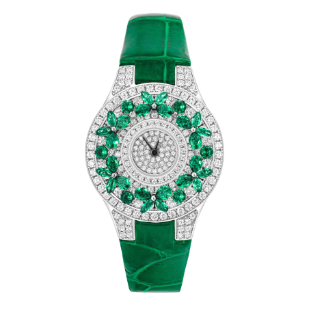 Health & Life Harmony Diamond Watch Energy Protection of Round Diamond Green Leather Energy Healing Watch