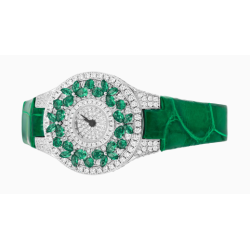 Health & Life Harmony Diamond Watch Energy Protection of Round Diamond Green Leather Energy Healing Watch