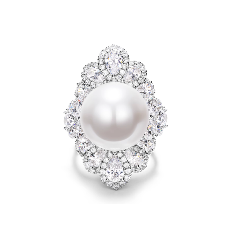 Oriental Pearl Ring Buddha Energy Protection of White Full Diamond Energy Heal Pearl Ring Oriental Pearl Ring Buddha Energy Protection of White Full Diamond Energy Heal Pearl Ring