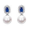 Oriental Pearl Earring Buddha Energy Protection of White Square Sapphire Gem Energy Heal Pearl Earring