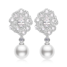 Oriental Pearl Earring Buddha Energy Protection of White Luxuriant Flowers Diamond Energy Heal Pearl Earring