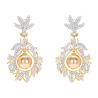 Oriental Pearl Earring Buddha Energy Protection of Gold White Diamonds Sided Energy Heal Pearl Earring