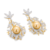 Oriental Pearl Earring Buddha Energy Protection of Gold White Diamonds Sided Energy Heal Pearl Earring