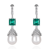 Oriental Pearl Earring Buddha Energy Protection of White Box Emerald Gem Energy Heal Pearl Earring