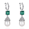Oriental Pearl Earring Buddha Energy Protection of White Box Emerald Gem Energy Heal Pearl Earring