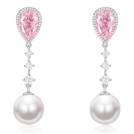 Oriental Pearl Earring Buddha Energy Protection of White Pear Cherry Pink Gem Energy Heal Pearl Earring