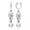 Oriental Pearl Earring Buddha Energy Protection of White Stereoscopic Emerald Gem Energy Heal Pearl Earring