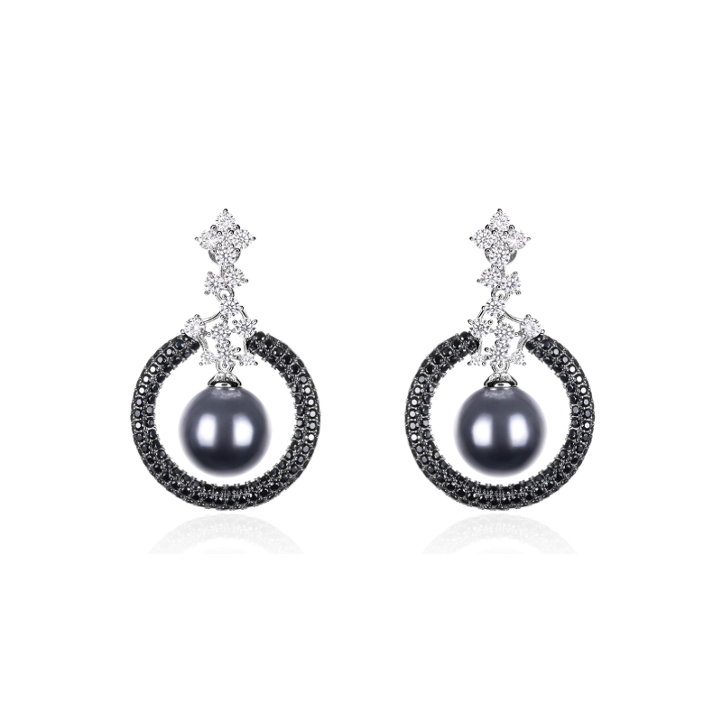 Oriental Pearl Earring Buddha Energy Protection of Tahiti Black Circular Diamond Energy Heal Pearl Earring Oriental Pearl Earring Buddha Energy Protection of Tahiti Black Circular Diamond Energy Heal Pearl Earring