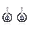 Oriental Pearl Earring Buddha Energy Protection of Tahiti Black Circular Diamond Energy Heal Pearl Earring