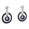 Oriental Pearl Earring Buddha Energy Protection of Tahiti Black Circular Diamond Energy Heal Pearl Earring