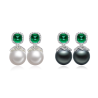 Oriental Pearl Earring Buddha Energy Protection of White 14mm Box Emerald Gem Energy Heal Pearl Earring