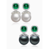 Oriental Pearl Earring Buddha Energy Protection of White 14mm Box Emerald Gem Energy Heal Pearl Earring