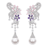 Oriental Pearl Earring Buddha Energy Protection of White Pink Purple Diamond Energy Heal Pearl Earring