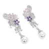 Oriental Pearl Earring Buddha Energy Protection of White Pink Purple Diamond Energy Heal Pearl Earring