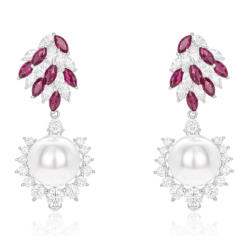 Oriental Pearl Earring Buddha Energy Protection of White Ruby Gems Energy Heal Pearl Earring